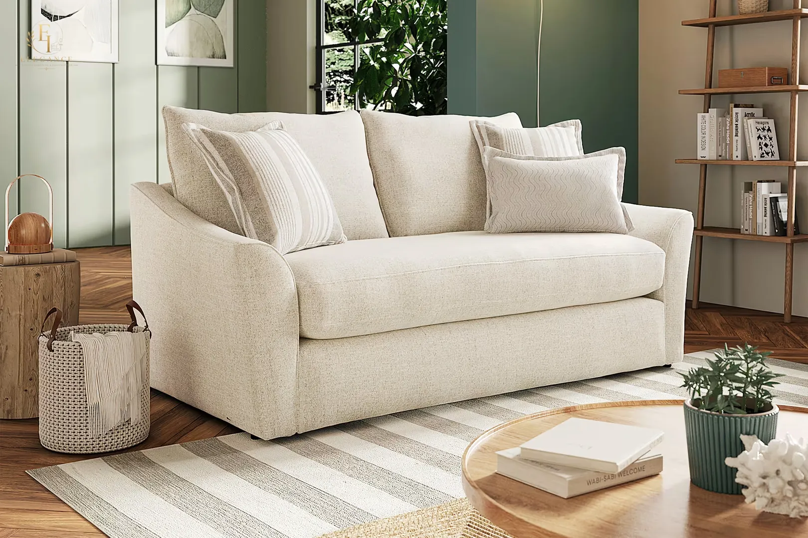 Contemporary Curved Chenille Sofa - Main Contemporary Curved Chenille Sofa - Image 1