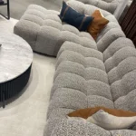 Elegant White Boucle Sofa