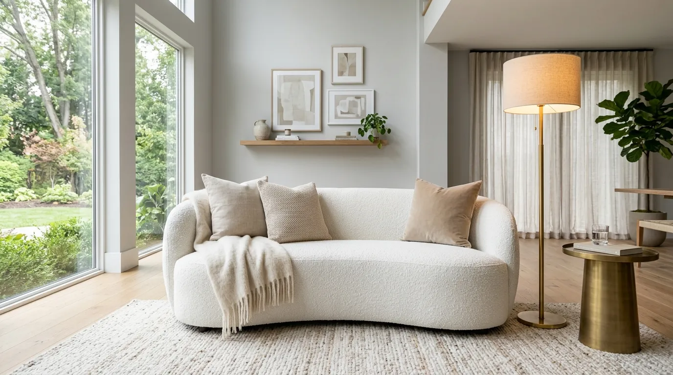 luxury boucle sofa matching modern interior design trends in karachi