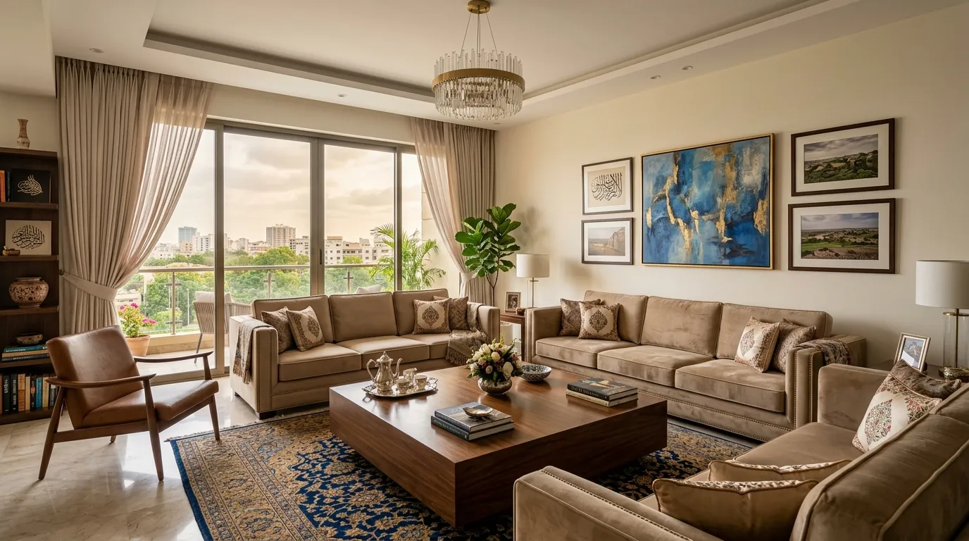 modern drawing room showcasing latest interior design trends in karachi