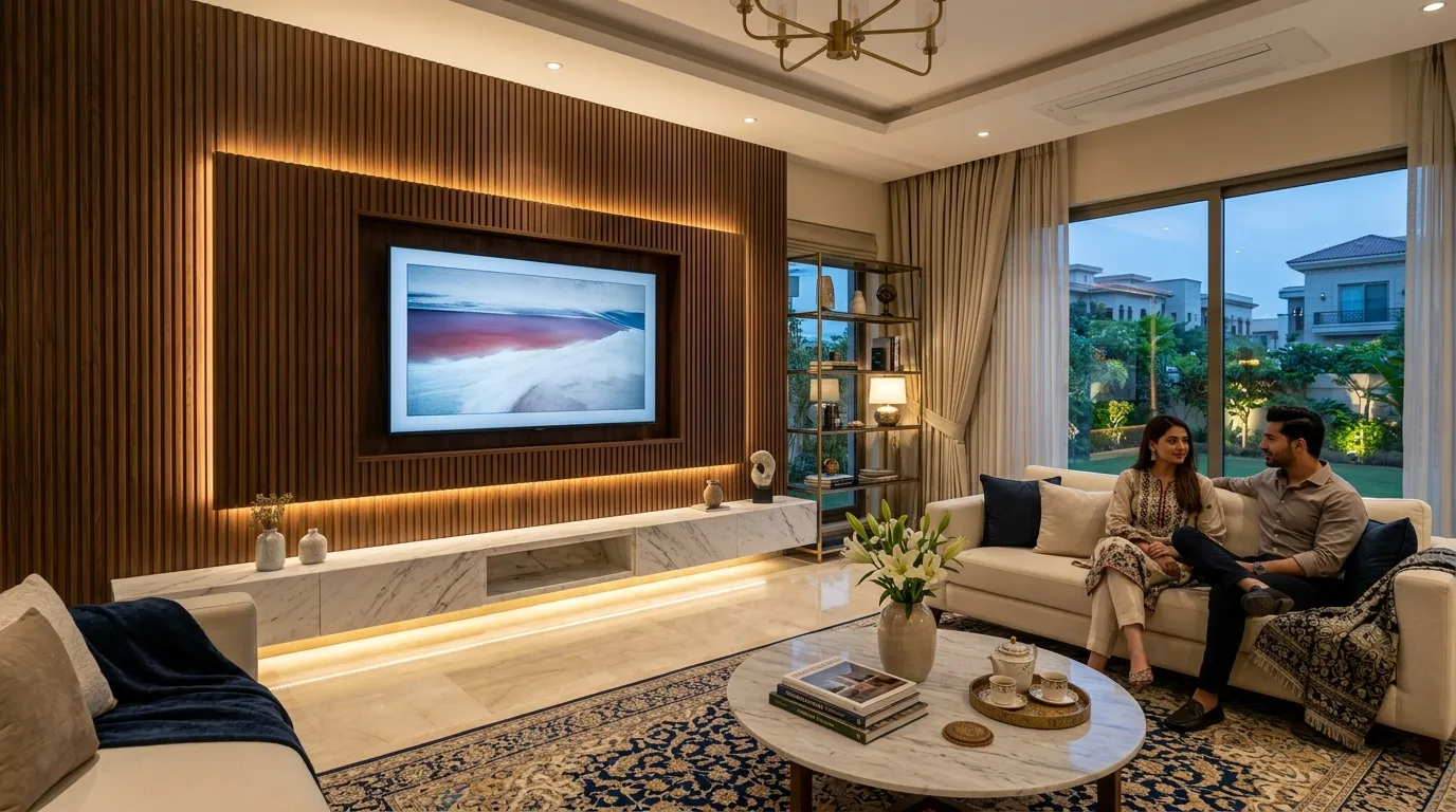 modern media wall designs in Pakistan